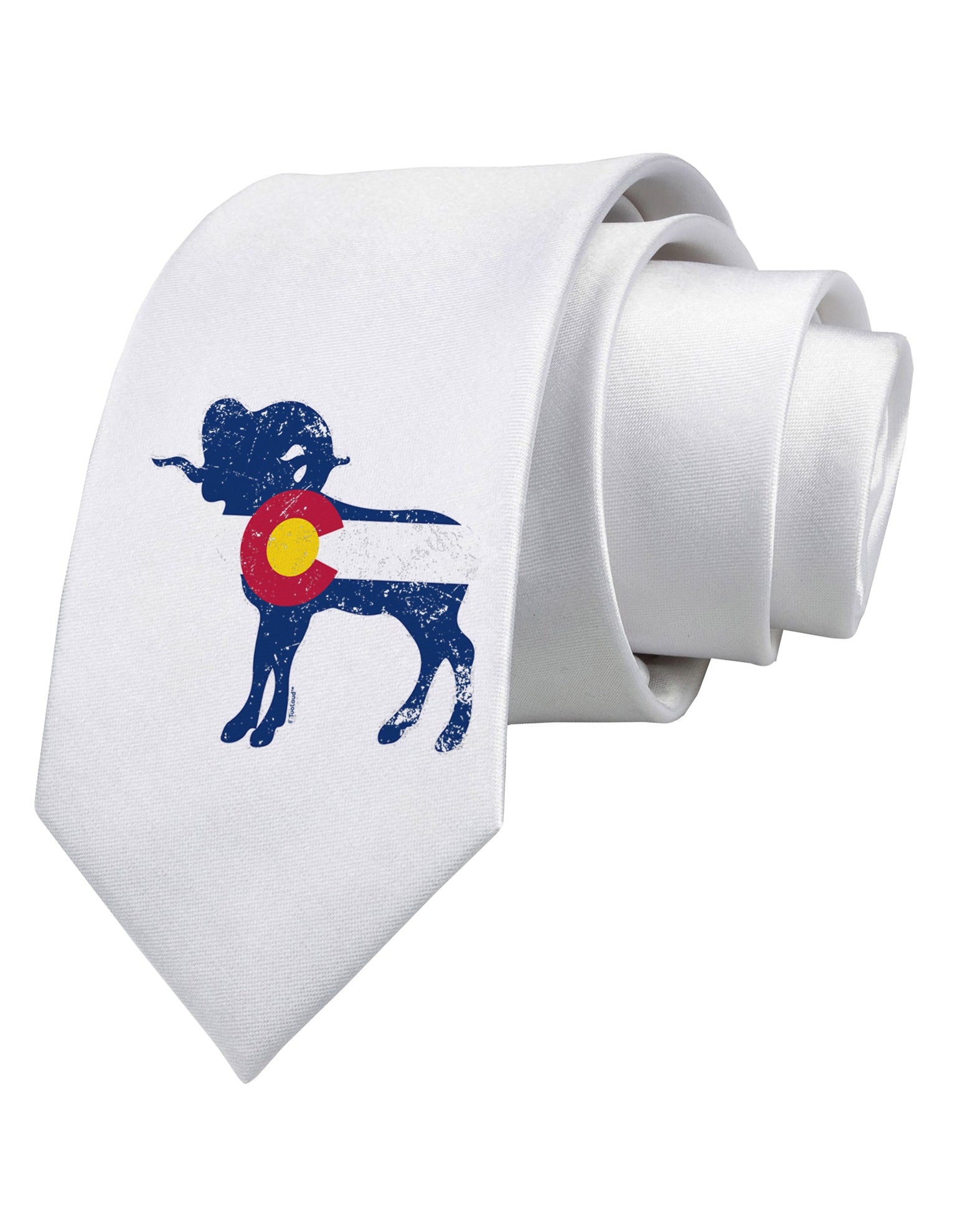 Grunge Colorado Emblem Flag Printed White Neck Tie-Necktie-TooLoud-White-One-Size-Fits-Most-Davson Sales