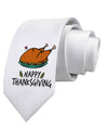 Happy Thanksgiving Printed White Neck Tie-Necktie-TooLoud-White-One-Size-Fits-Most-Davson Sales