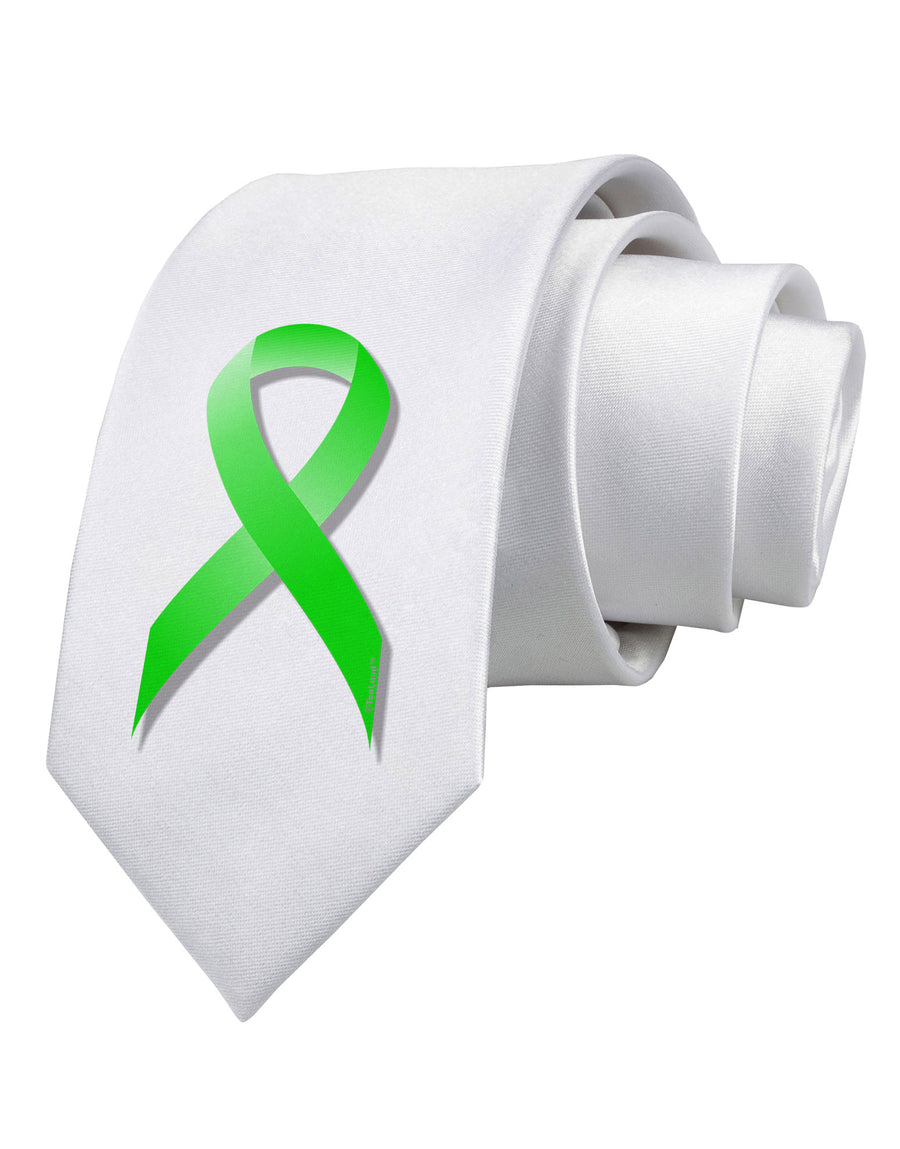 Lyme Disease Awareness Ribbon - Lime Green Printed White Necktie-Necktie-TooLoud-White-One-Size-Davson Sales