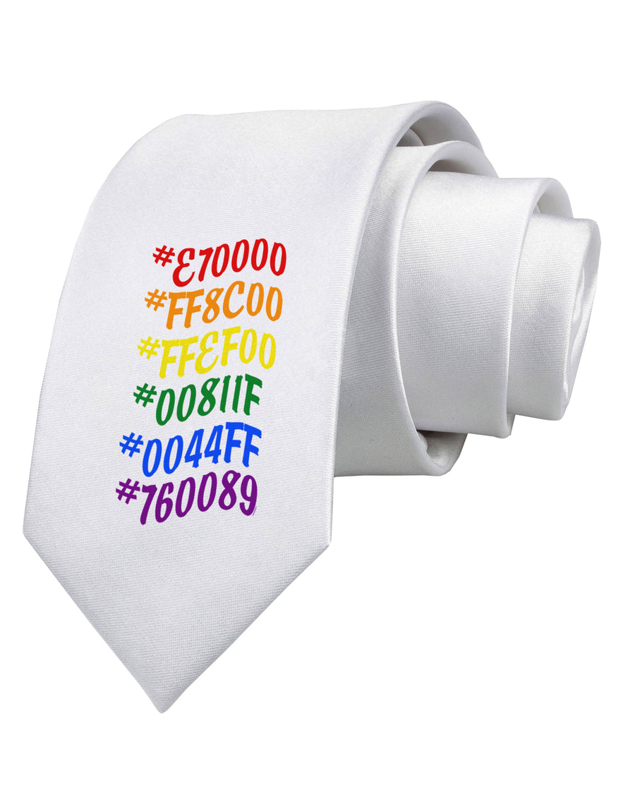 TooLoud Pride Flag Hex Code Printed White Neck Tie-Necktie-TooLoud-White-One-Size-Fits-Most-Davson Sales