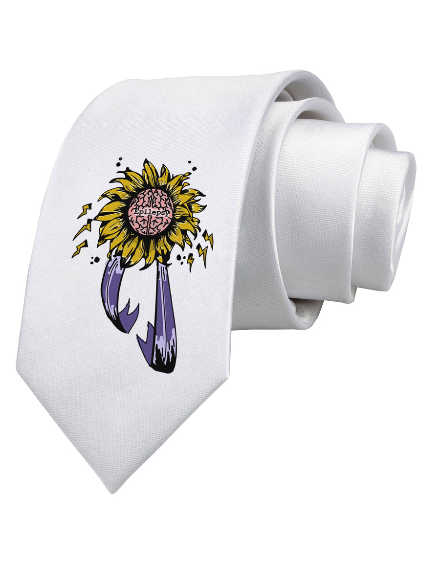 TooLoud Epilepsy Awareness Printed White Neck Tie-Necktie-TooLoud-White-One-Size-Fits-Most-Davson Sales