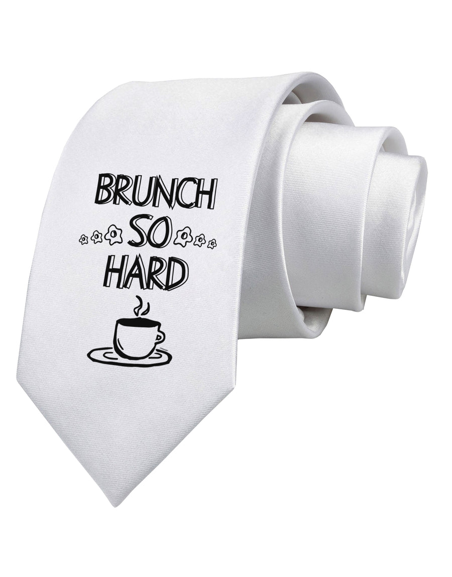 TooLoud Brunch So Hard Eggs and Coffee Printed White Neck Tie-Necktie-TooLoud-White-One-Size-Fits-Most-Davson Sales