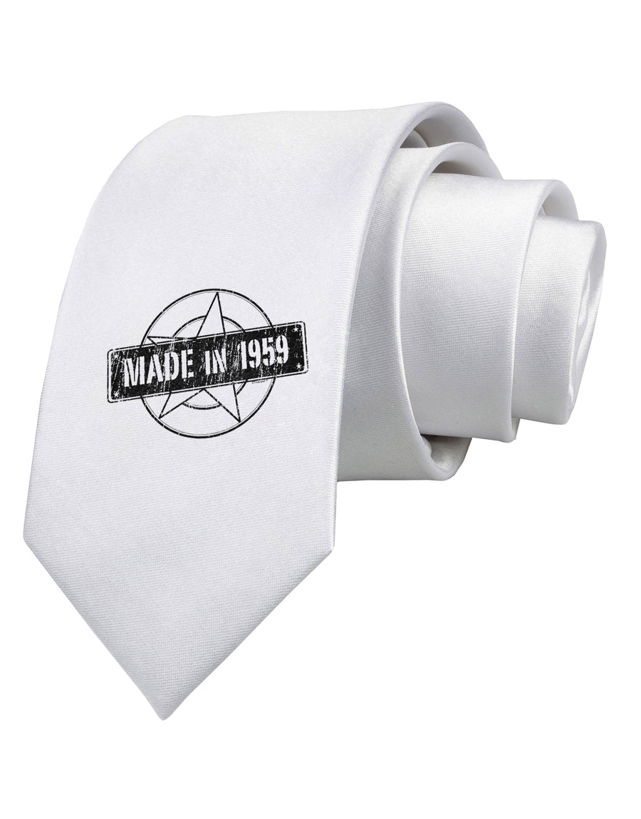 TooLoud 60th Birthday Gift Made in 1959 Printed White Neck Tie-Necktie-TooLoud-White-One-Size-Fits-Most-Davson Sales