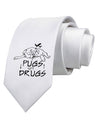 Pugs Not Drugs Printed White Neck Tie Tooloud