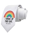 TooLoud I Woke Up This Gay Printed White Neck Tie-Necktie-TooLoud-White-One-Size-Fits-Most-Davson Sales