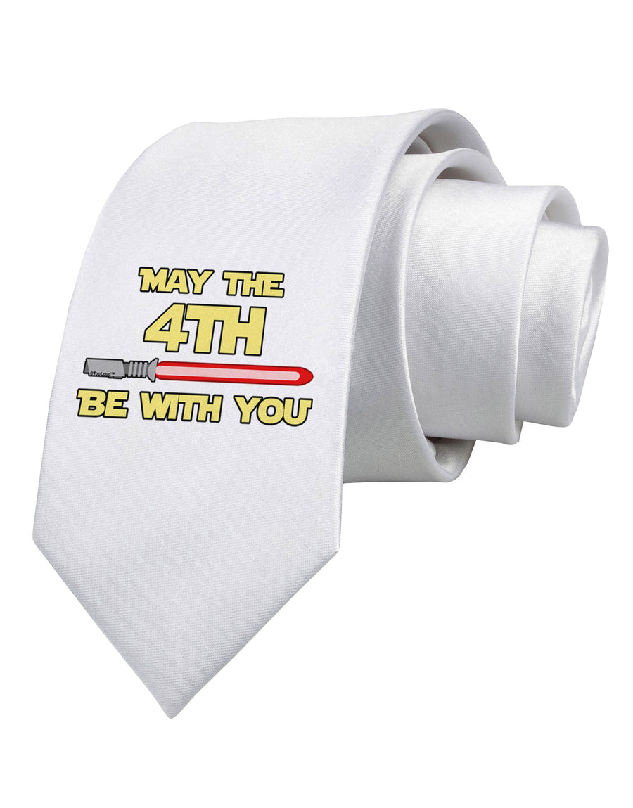 4th Be With You Beam Sword Printed White Necktie