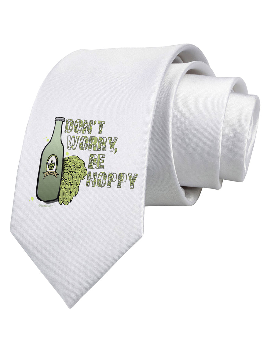 Don't Worry Be Hoppy Printed White Neck Tie-Necktie-TooLoud-White-One-Size-Fits-Most-Davson Sales