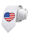 American Flag Heart Design Printed White Necktie by TooLoud