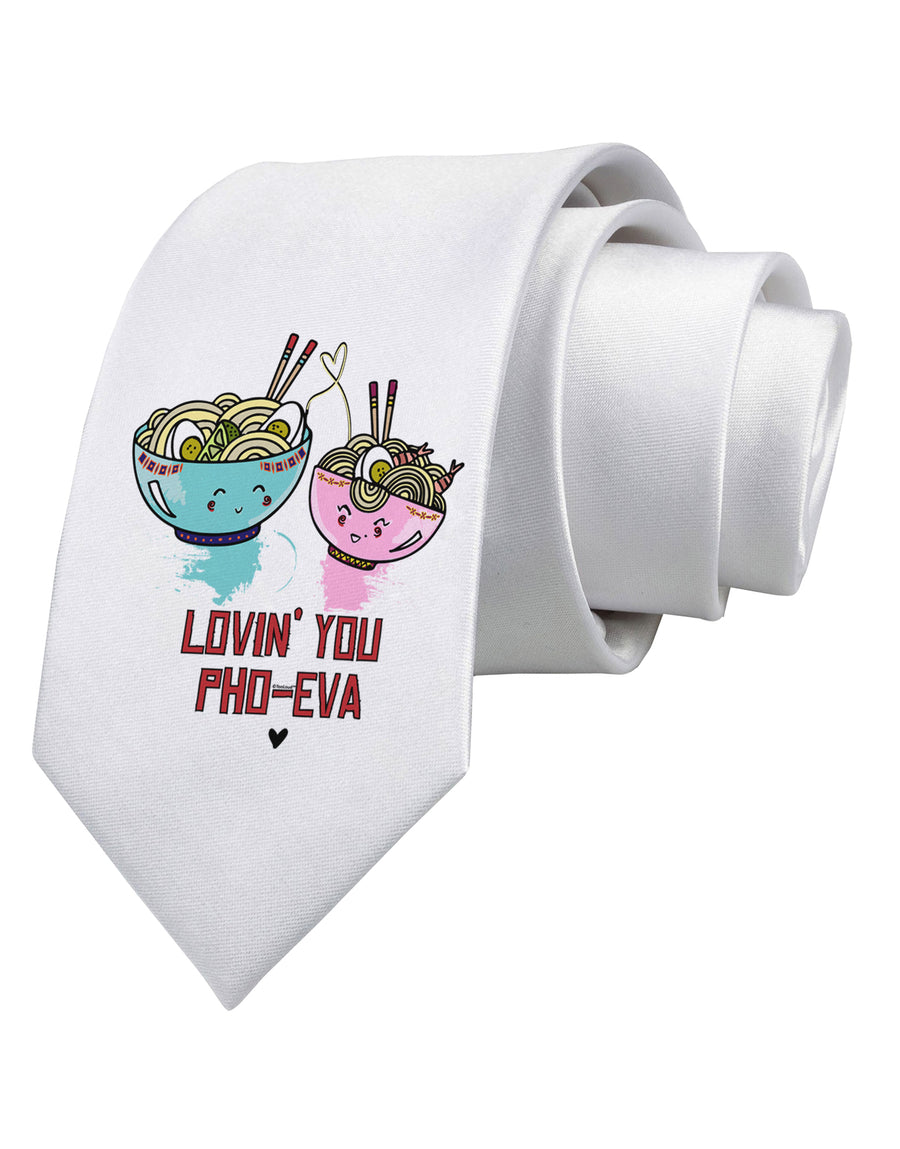 TooLoud Lovin you Pho Eva Printed White Neck Tie-Necktie-TooLoud-White-One-Size-Fits-Most-Davson Sales