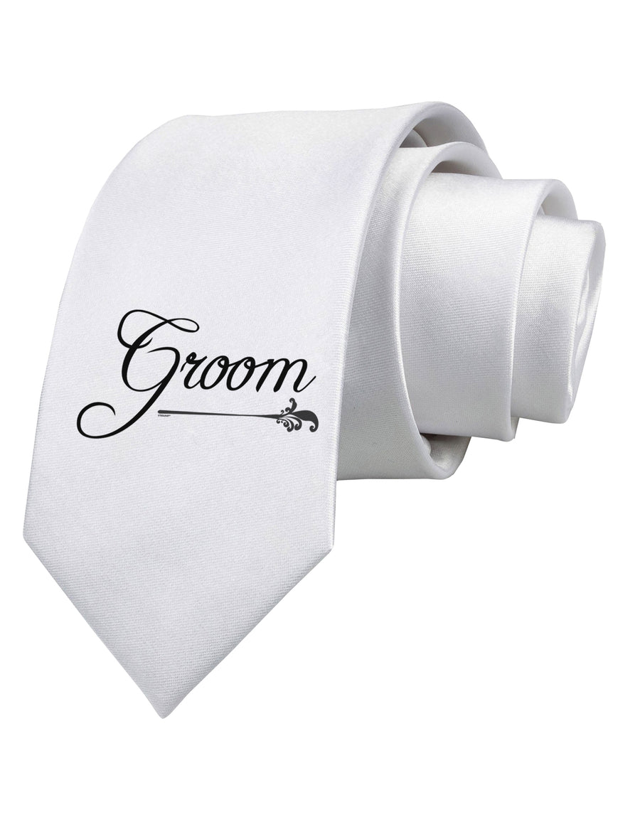 TooLoud Groom Printed White Neck Tie-Necktie-TooLoud-White-One-Size-Fits-Most-Davson Sales