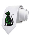 Happy St. Catty's Day - St. Patrick's Day Cat Printed White Necktie by TooLoud-Necktie-TooLoud-White-One-Size-Davson Sales