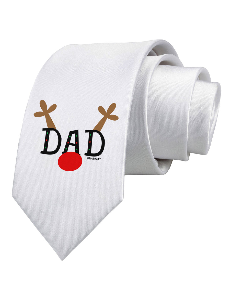 Matching Family Christmas Design - Reindeer - Dad Printed White Necktie by TooLoud-Necktie-TooLoud-White-One-Size-Davson Sales