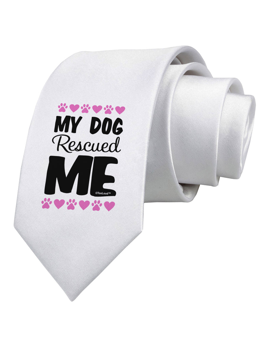 My Dog Rescued Me Printed White Necktie