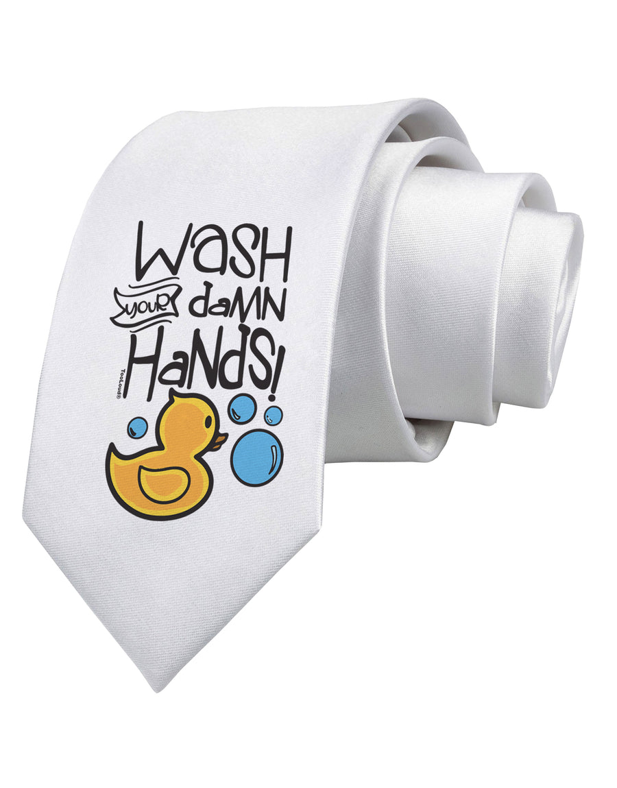 Wash your Damn Hands Printed White Neck Tie-Necktie-TooLoud-White-One-Size-Fits-Most-Davson Sales