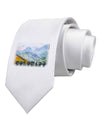 CO Fog Mountains Text Printed White Necktie