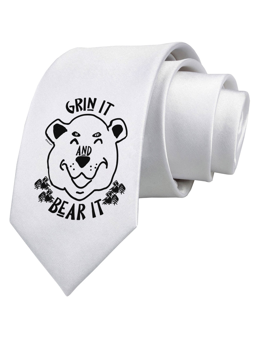 Grin and bear it Printed White Neck Tie-Necktie-TooLoud-White-One-Size-Fits-Most-Davson Sales