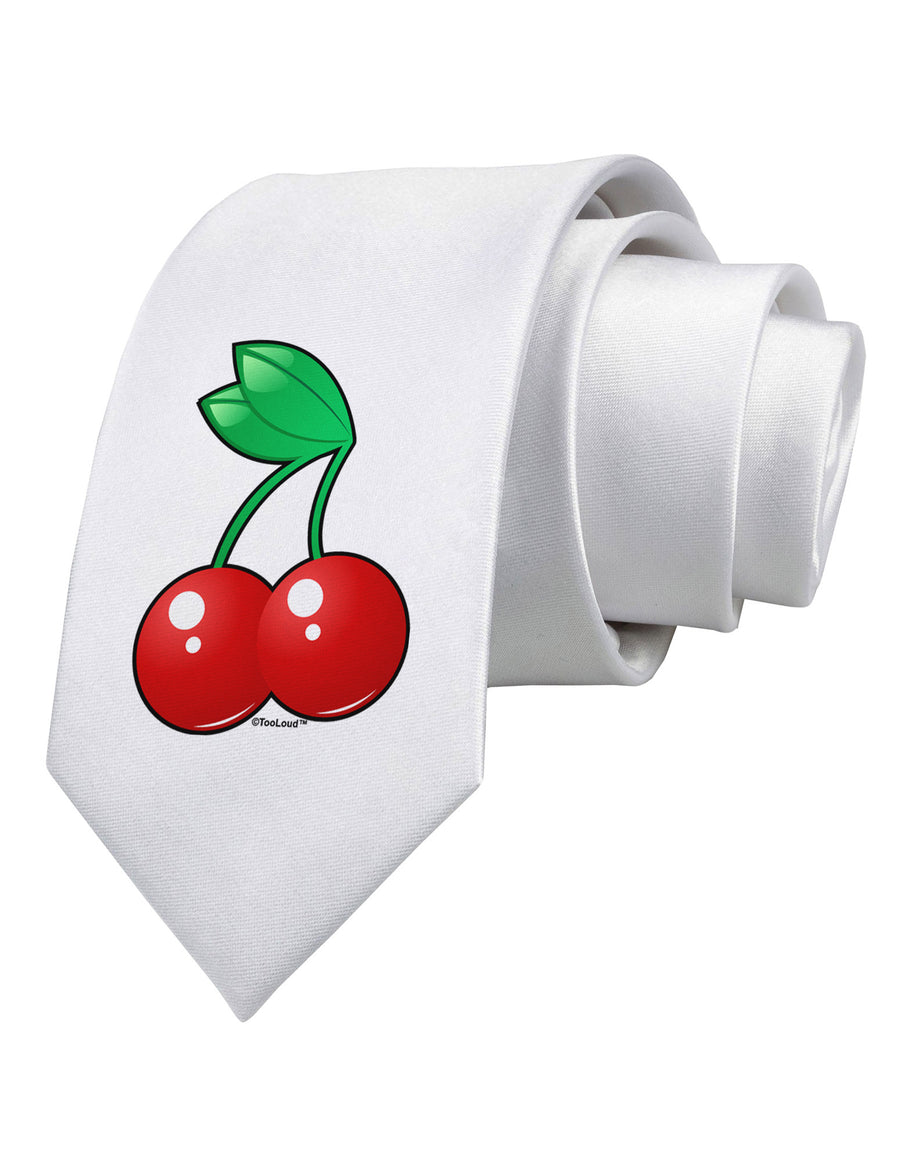 Cherries Printed White Necktie