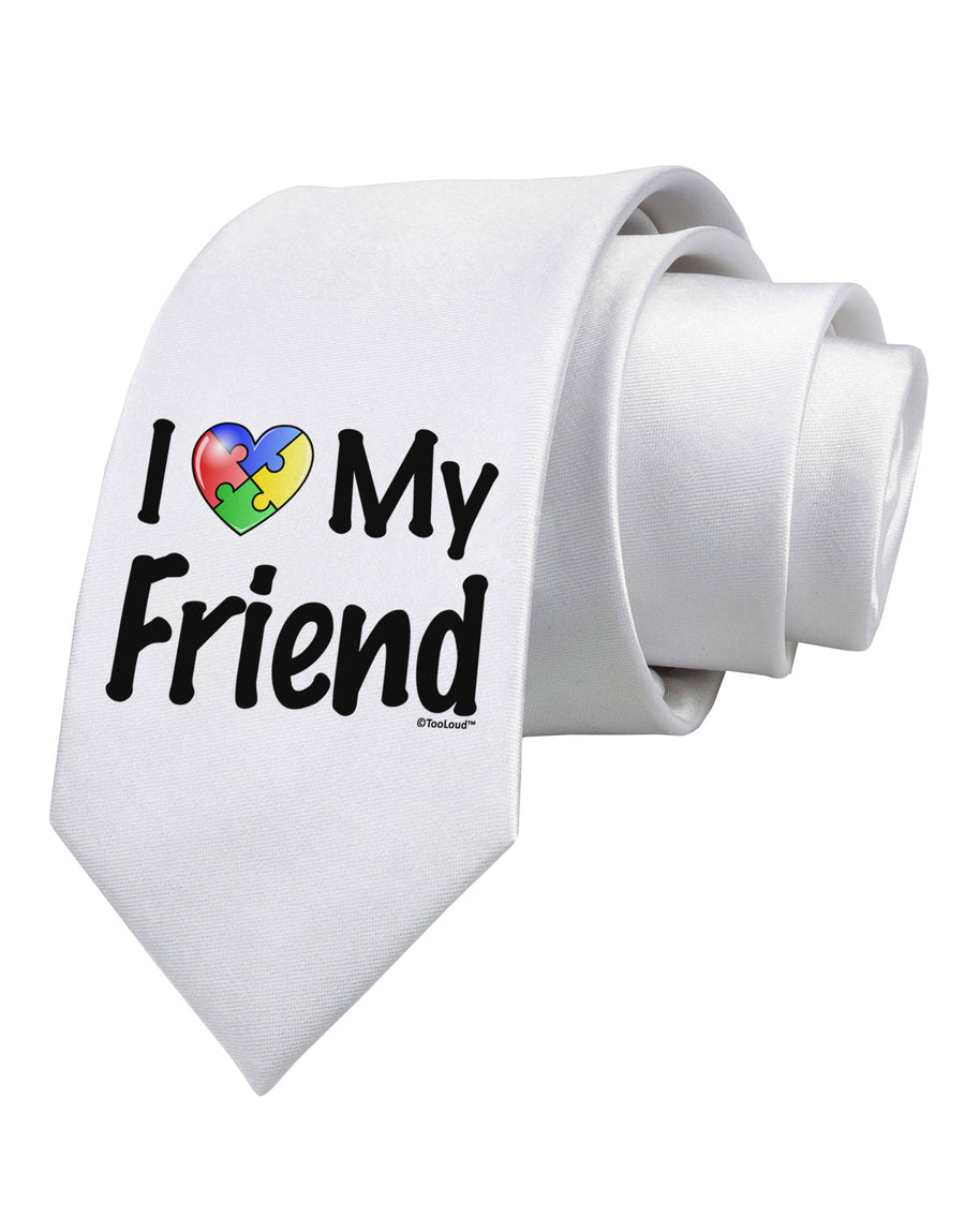 I Heart My Friend - Autism Awareness Printed White Necktie by TooLoud-Necktie-TooLoud-White-One-Size-Davson Sales