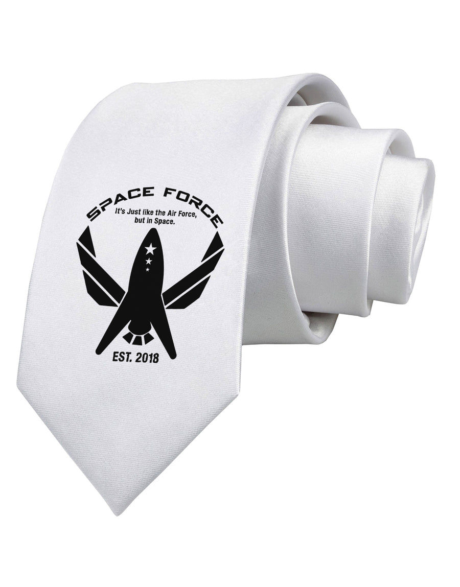 Space Force Funny Anti Trump Printed White Necktie by TooLoud-Necktie-TooLoud-White-One-Size-Davson Sales