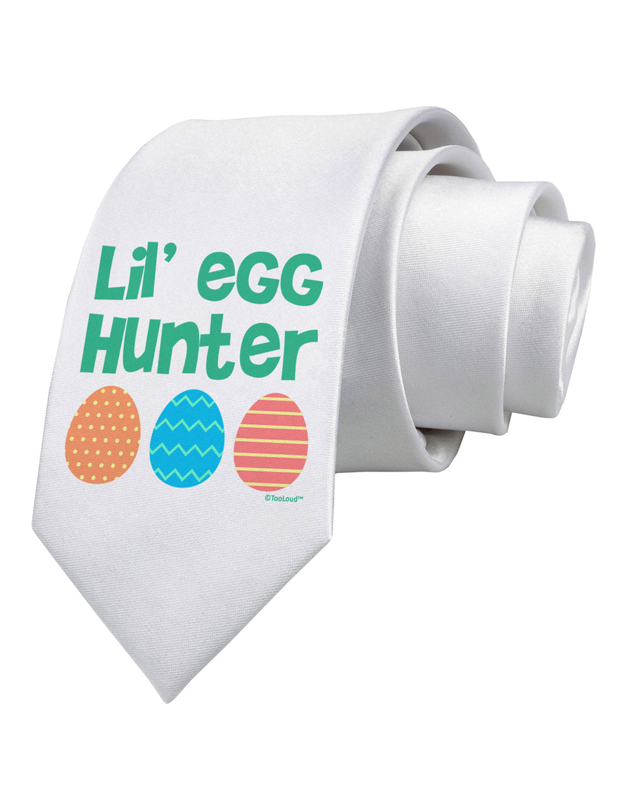 Lil' Egg Hunter - Easter - Green Printed White Necktie by TooLoud