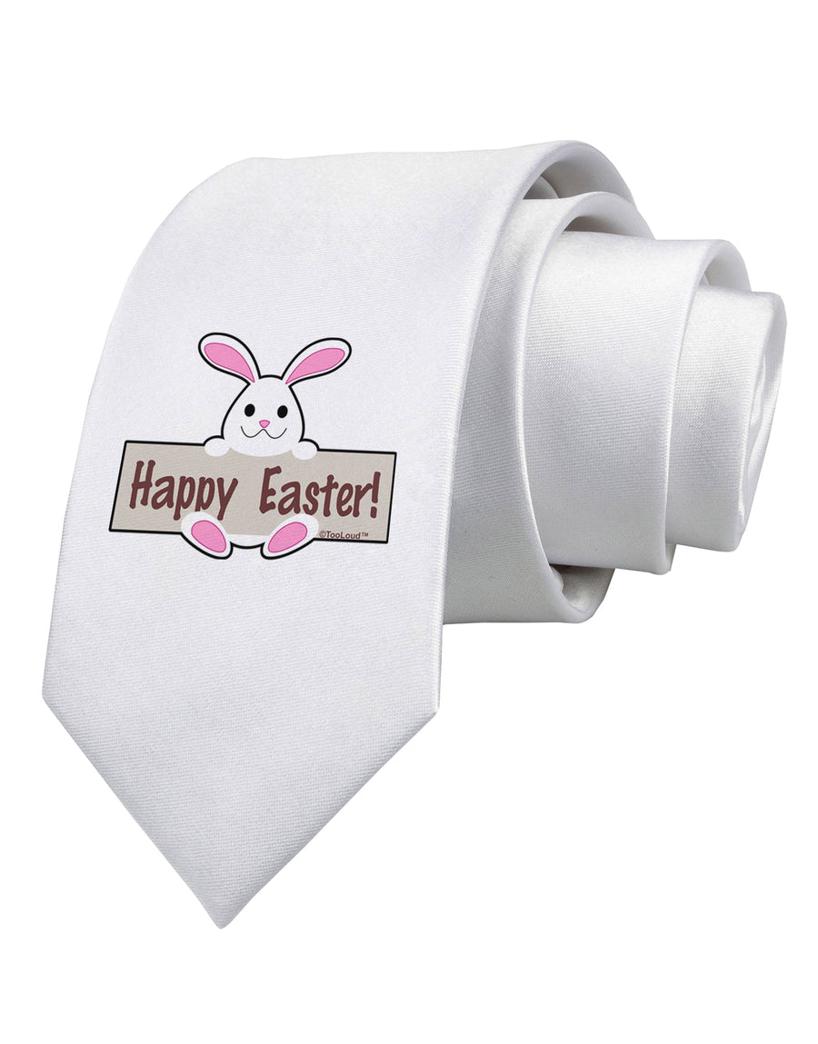 Cute Bunny - Happy Easter Printed White Necktie by TooLoud
