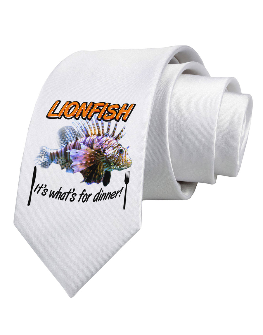 Lionfish - It's What's For Dinner Printed White Necktie