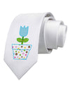 Easter Tulip Design - Blue Printed White Necktie by TooLoud