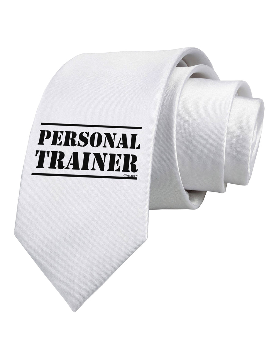 Personal Trainer Military Text  Printed White Neck Tie Tooloud