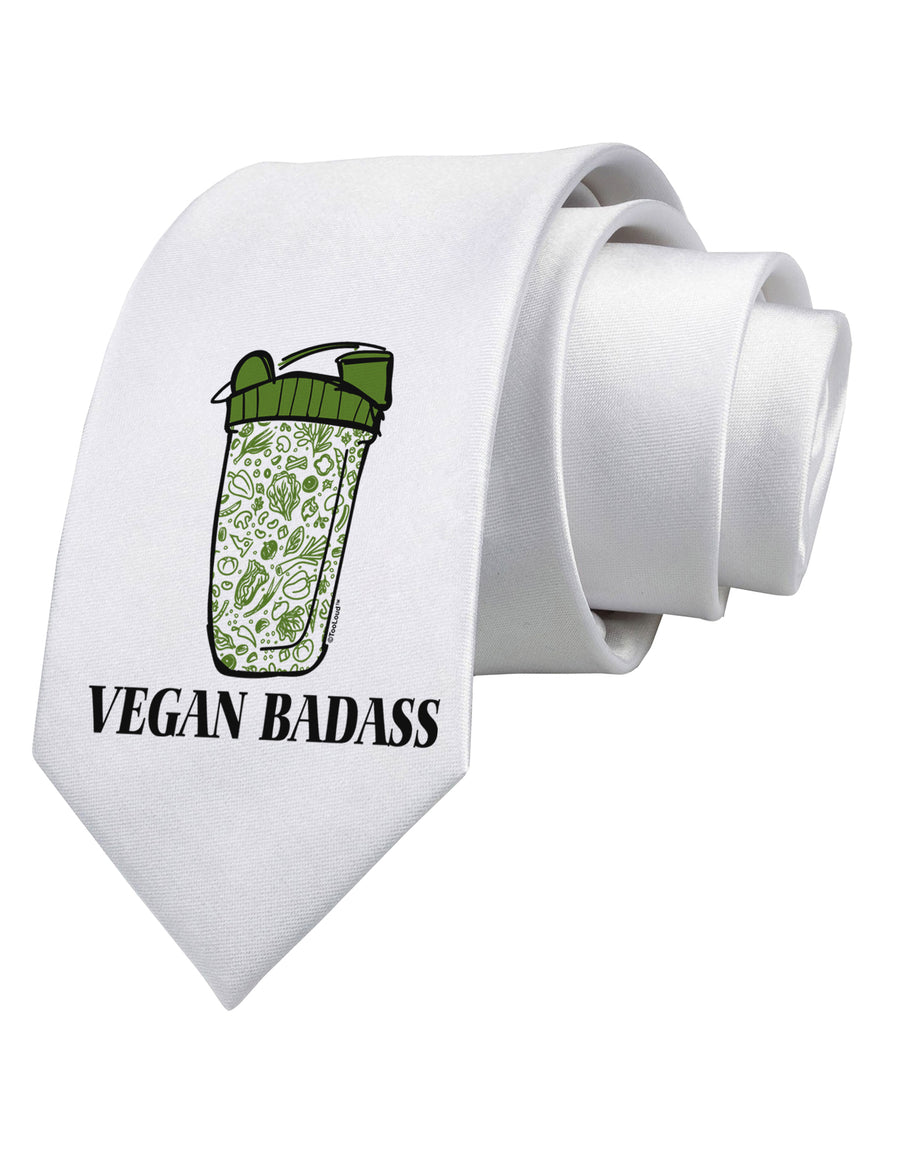 Vegan Badass Blender Bottle Printed White Neck Tie-Necktie-TooLoud-White-One-Size-Fits-Most-Davson Sales