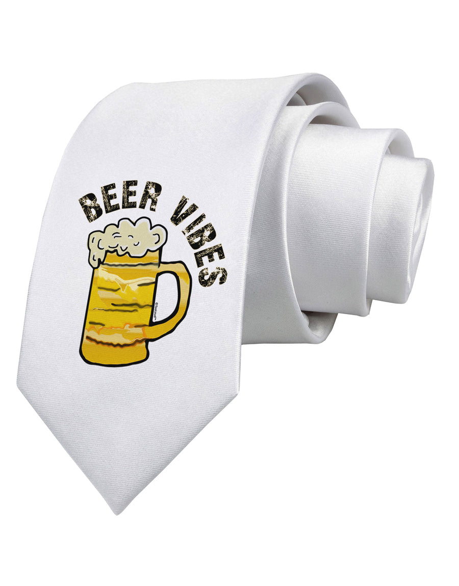 Beer Vibes Printed White Neck Tie-Necktie-TooLoud-White-One-Size-Fits-Most-Davson Sales