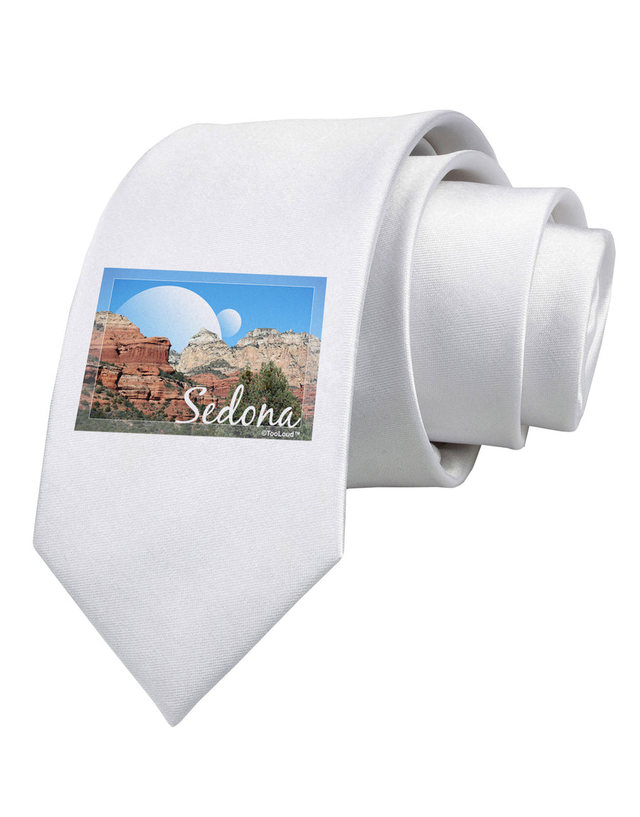 Abstract Sedona Printed White Necktie