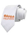 Halloween Pumpkins Printed White Neck Tie Tooloud