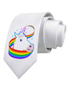 Magical Horn Rainbow Unicorn Printed White Necktie