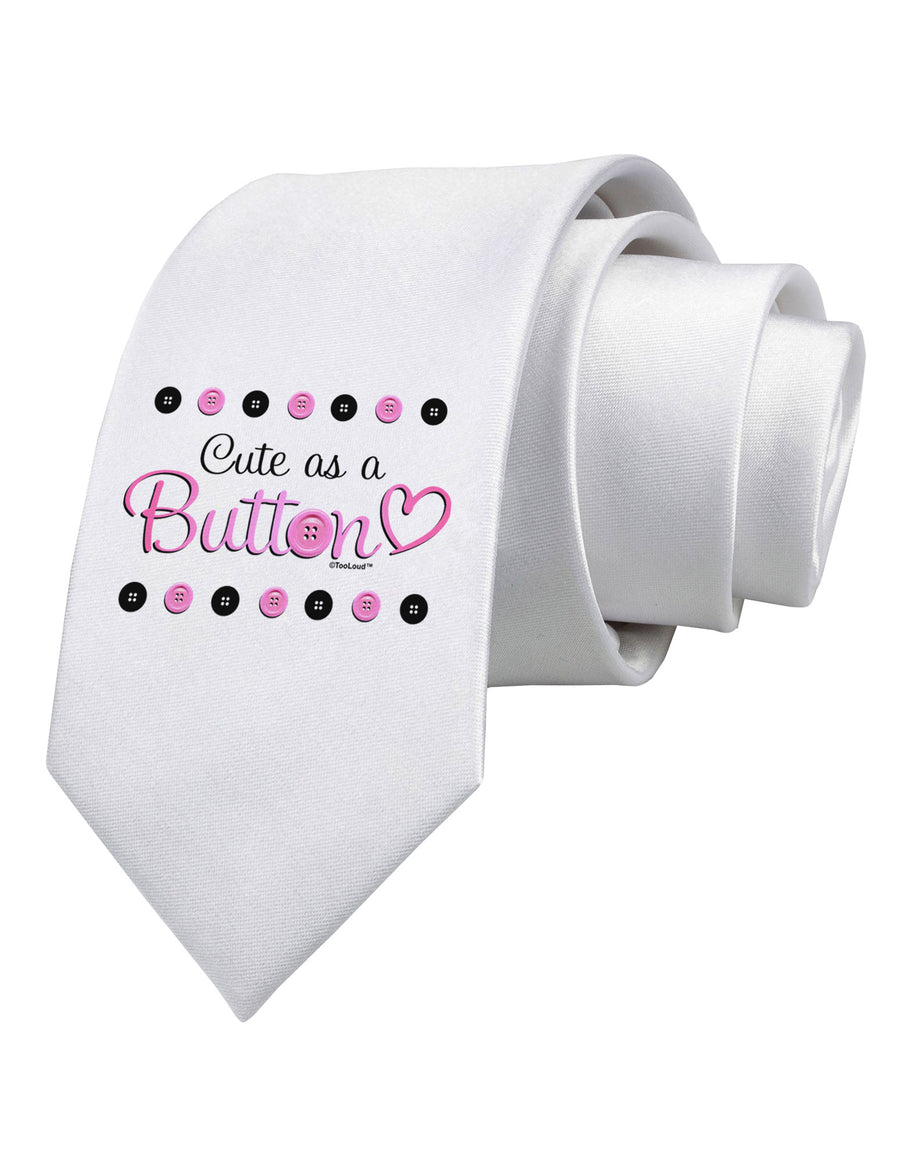 Cute As A Button Printed White Necktie-Necktie-TooLoud-White-One-Size-Davson Sales