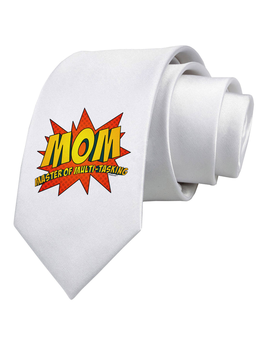 Mom Master Of Multi-tasking Printed White Necktie-Necktie-TooLoud-White-One-Size-Davson Sales