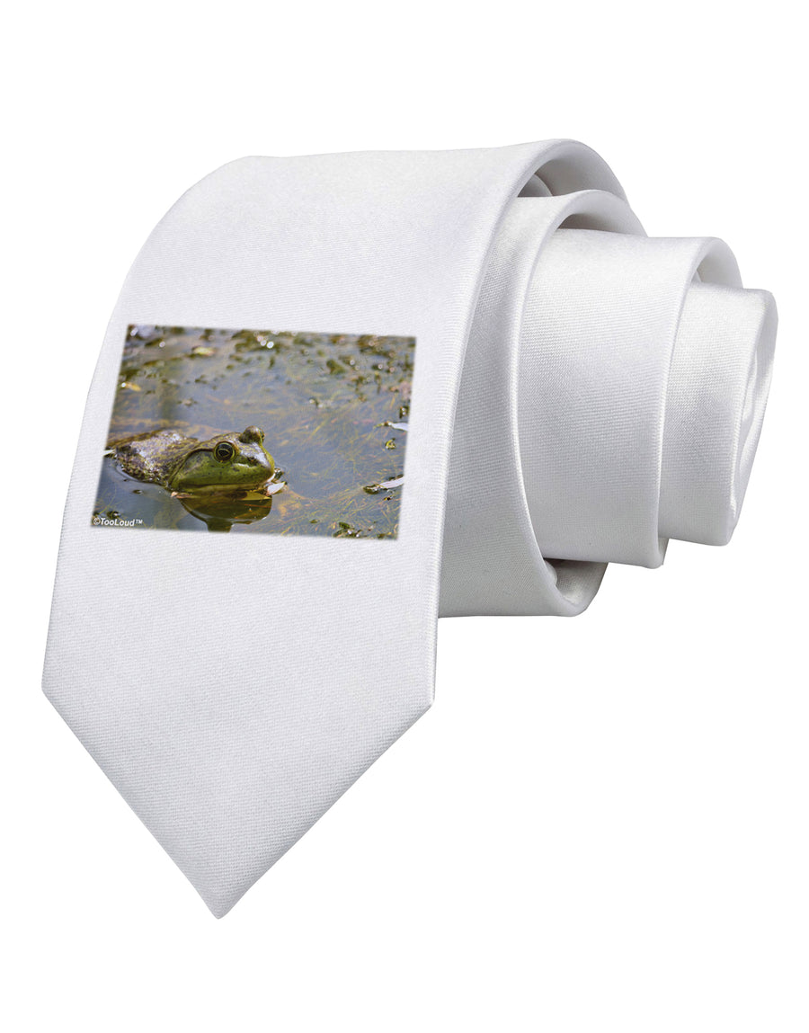 Bullfrog In Water Printed White Necktie by TooLoud-Necktie-TooLoud-White-One-Size-Davson Sales