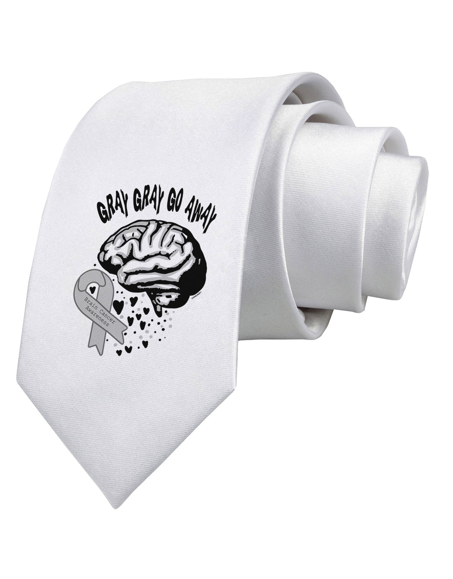 TooLoud Gray Gray Go Away Printed White Neck Tie-Necktie-TooLoud-White-One-Size-Fits-Most-Davson Sales