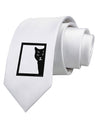 Cat Peeking Printed White Necktie by TooLoud