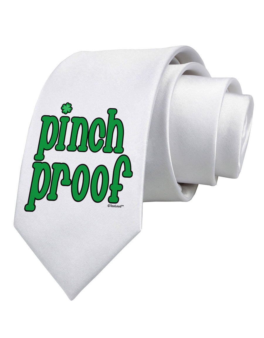 Pinch Proof - St. Patrick's Day Printed White Necktie by TooLoud-Necktie-TooLoud-White-One-Size-Davson Sales