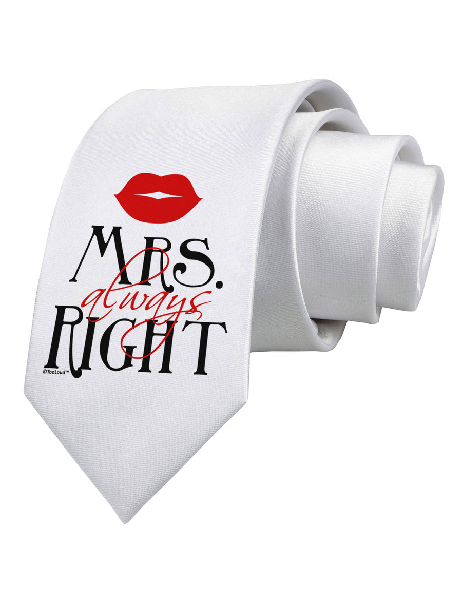 '- Mrs Always Right Printed White Necktie