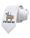 I'd Hit it - Funny Pinata Design Printed White Necktie