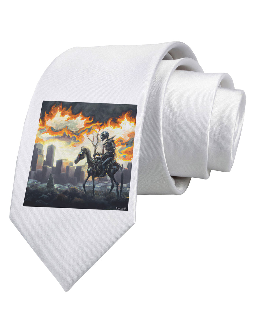 Grimm Reaper Halloween Design Printed White Neck Tie Tooloud