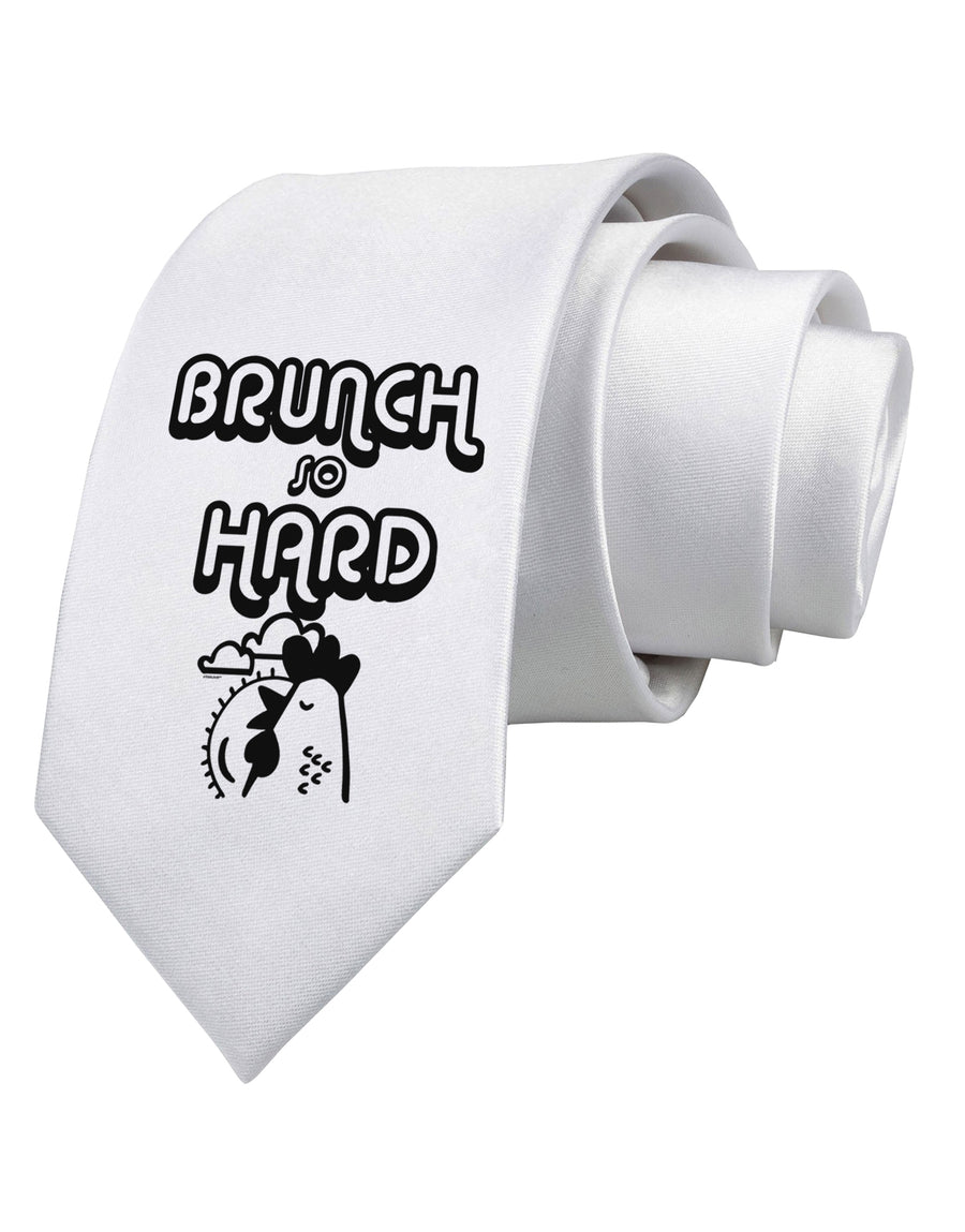 TooLoud Brunch So Hard Hen Printed White Neck Tie-Necktie-TooLoud-White-One-Size-Fits-Most-Davson Sales