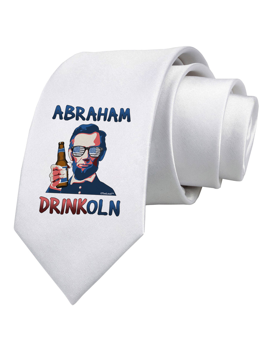 Abraham Drinkoln with Text Printed White Necktie