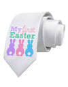 My First Easter - Three Bunnies Printed White Necktie by TooLoud