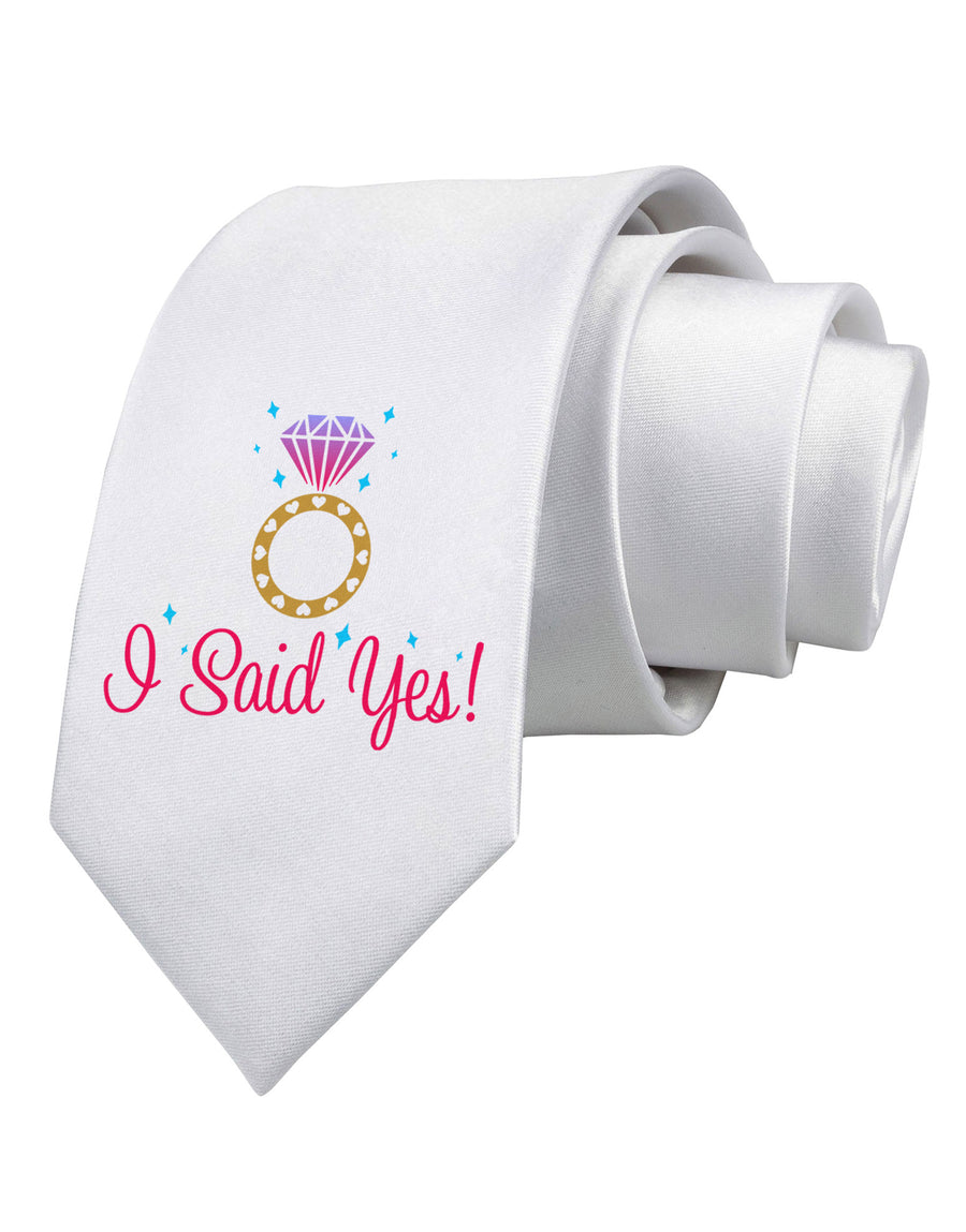 I Said Yes - Diamond Ring - Color Printed White Necktie