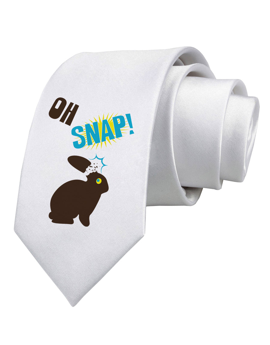 TooLoud Oh Snap Chocolate Easter Bunny Printed White Necktie