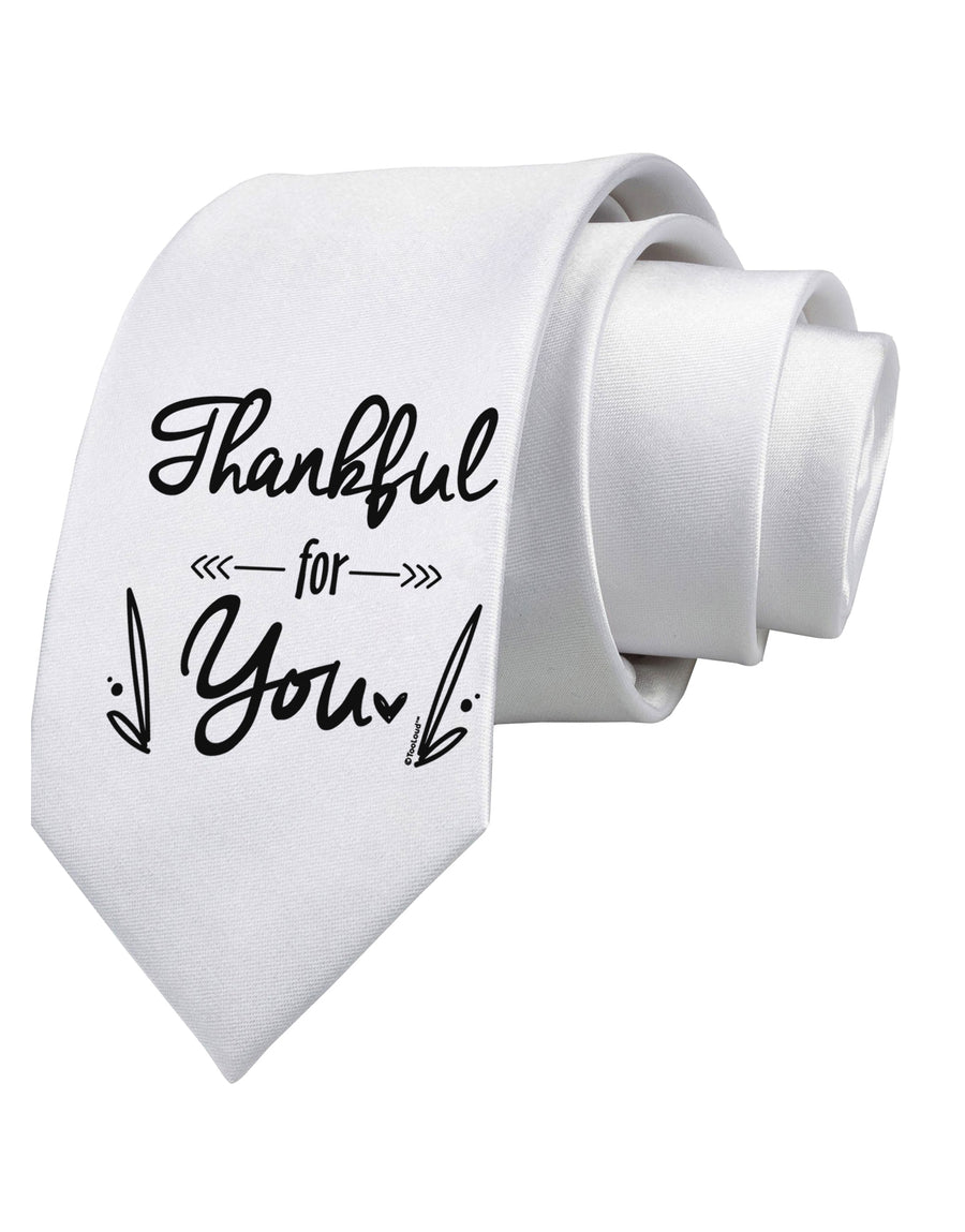 Thankful for you Printed White Neck Tie Tooloud