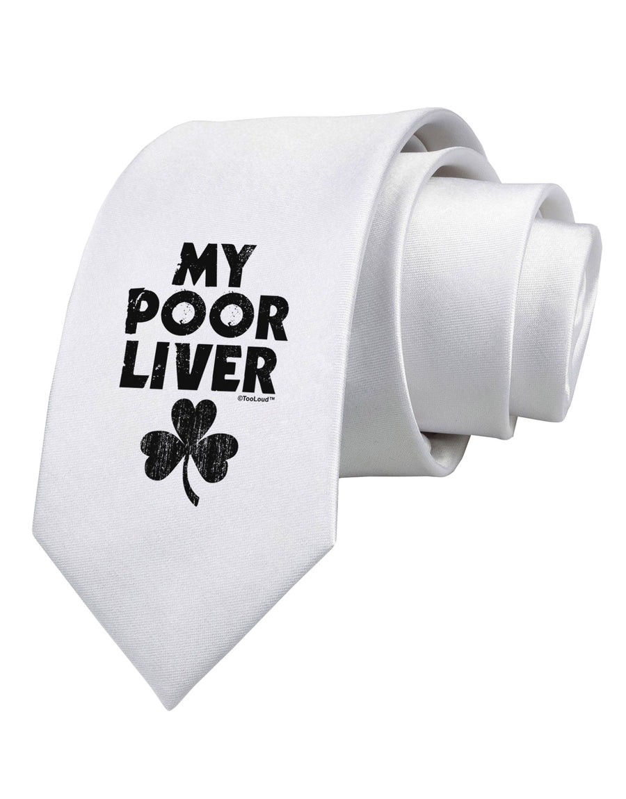 My Poor Liver - St Patrick's Day Printed White Necktie by TooLoud-Necktie-TooLoud-White-One-Size-Davson Sales