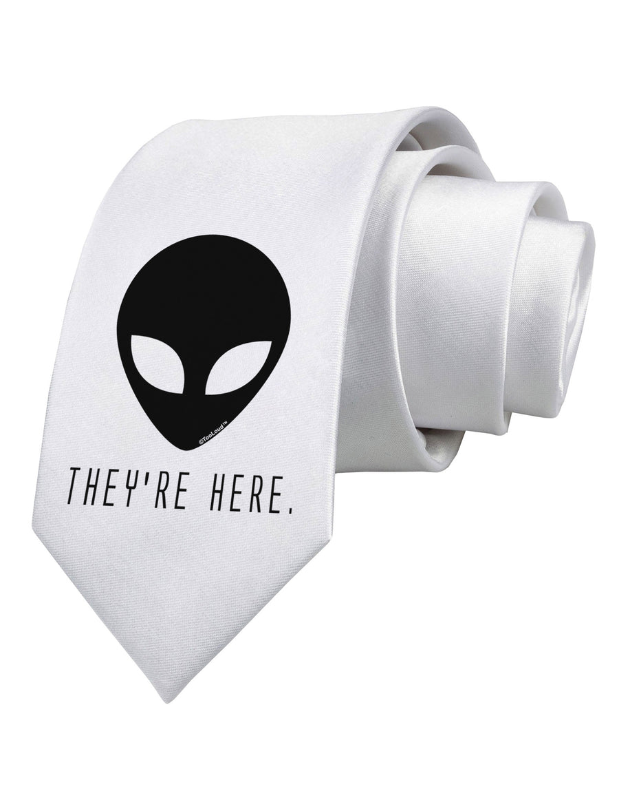Alien They Are Here Printed White Necktie-Necktie-TooLoud-White-One-Size-Davson Sales